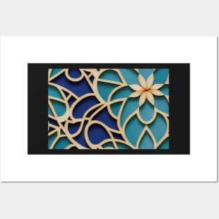 Flower Moroccan Tile Pattern Posters and Art